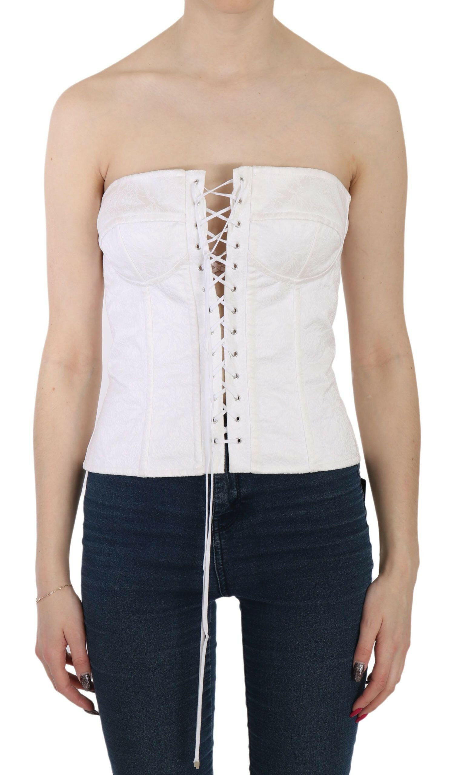 Dolce & Gabbana White PALERMO Cotton Bustier Top Corset -   -  Dolce & Gabbana.