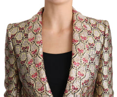 Dolce & Gabbana Gold Floral Sequined Blazer Coat Jacket -   -  Dolce & Gabbana.