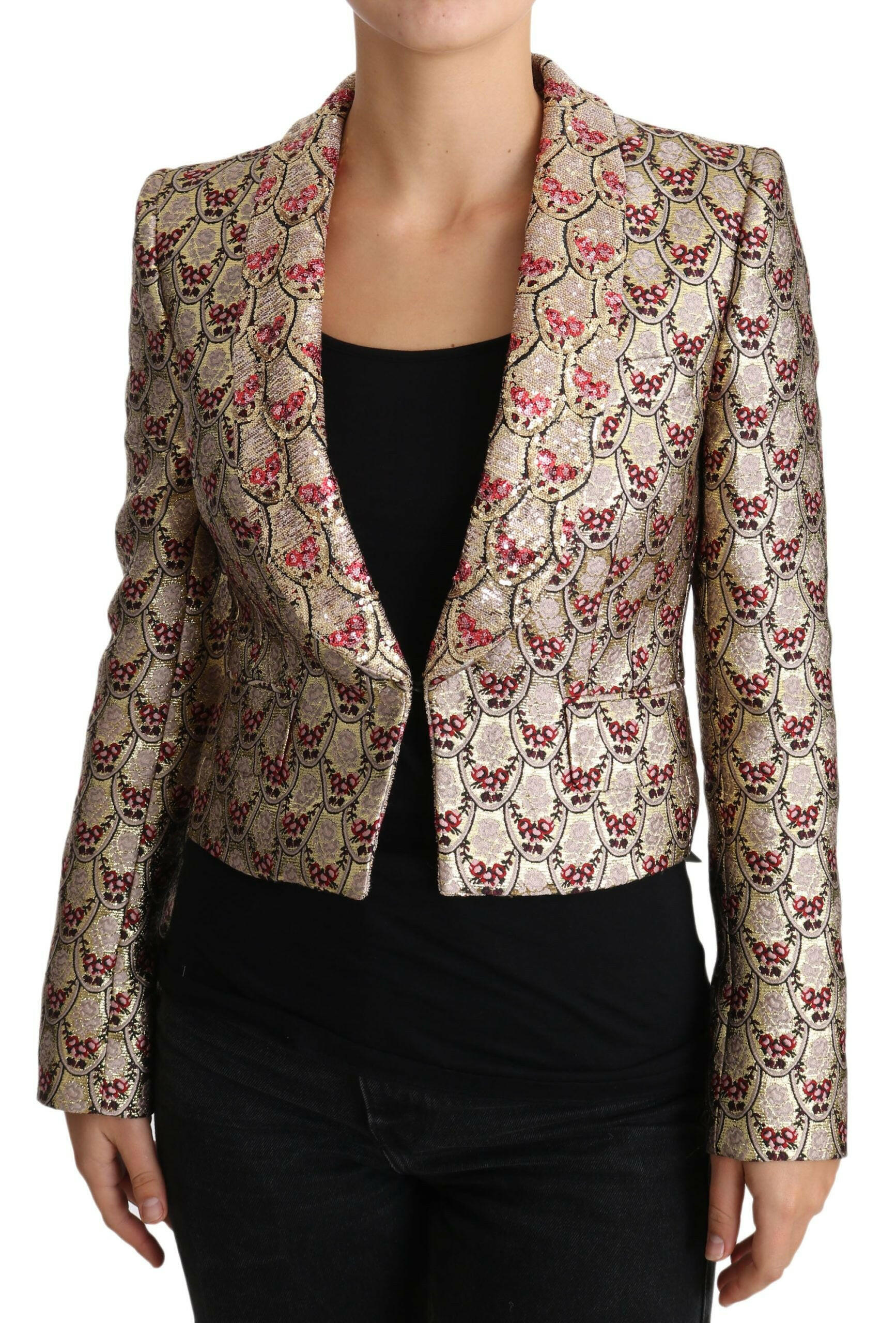 Dolce & Gabbana Gold Floral Sequined Blazer Coat Jacket -   -  Dolce & Gabbana.