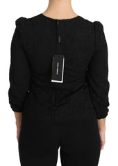 Dolce & Gabbana Black Floral Lace Zipper Top Blouse -   -  Dolce & Gabbana.
