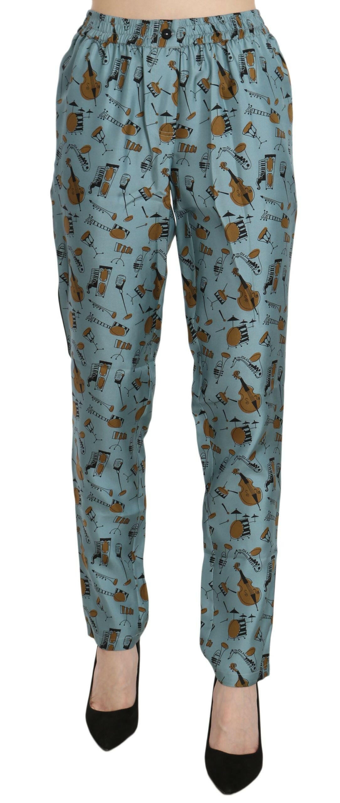 Dolce & Gabbana Blue Musical Instruments Print Tapered Pants -   -  Dolce & Gabbana.