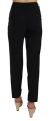 Dolce & Gabbana Black Button Pleated Tapered Trouser Pants -   -  Dolce & Gabbana.