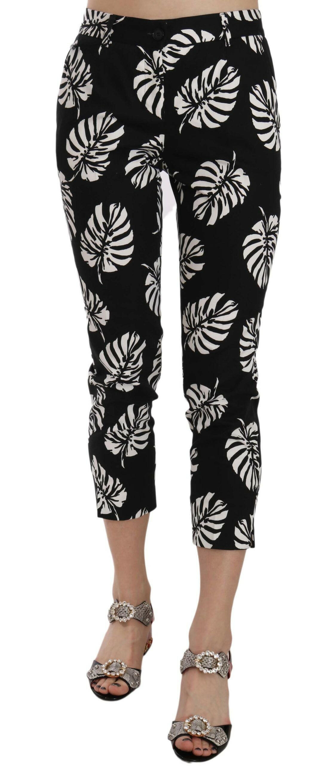 Dolce & Gabbana Black Palm Leaf Print Skinny Pants - - Dolce & Gabbana.