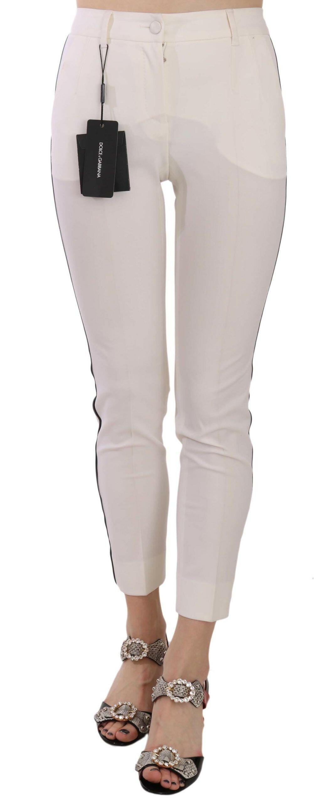 Dolce & Gabbana White Side Stripe Cropped Skinny Pants -   -  Dolce & Gabbana.