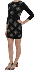 John Richmond Black Crystal Stretch Mini Shift Dress -   -  John Richmond.