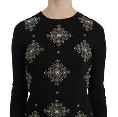 John Richmond Black Crystal Stretch Mini Shift Dress -   -  John Richmond.