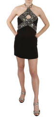 John Richmond Black Sequined Stretch Mini Shift Dress -   -  John Richmond.