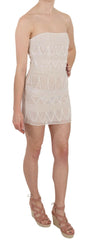 John Richmond Beige Beaded Silk Short Mini Gown  Dress -   -  John Richmond.