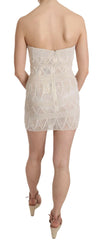 John Richmond Beige Beaded Silk Short Mini Gown  Dress -   -  John Richmond.