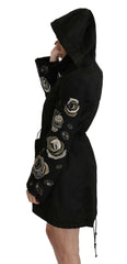 John Richmond Floral Sequined Beaded Hooded Jacket Coat -   -  John Richmond.