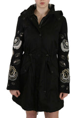 John Richmond Floral Sequined Beaded Hooded Jacket Coat -   -  John Richmond.