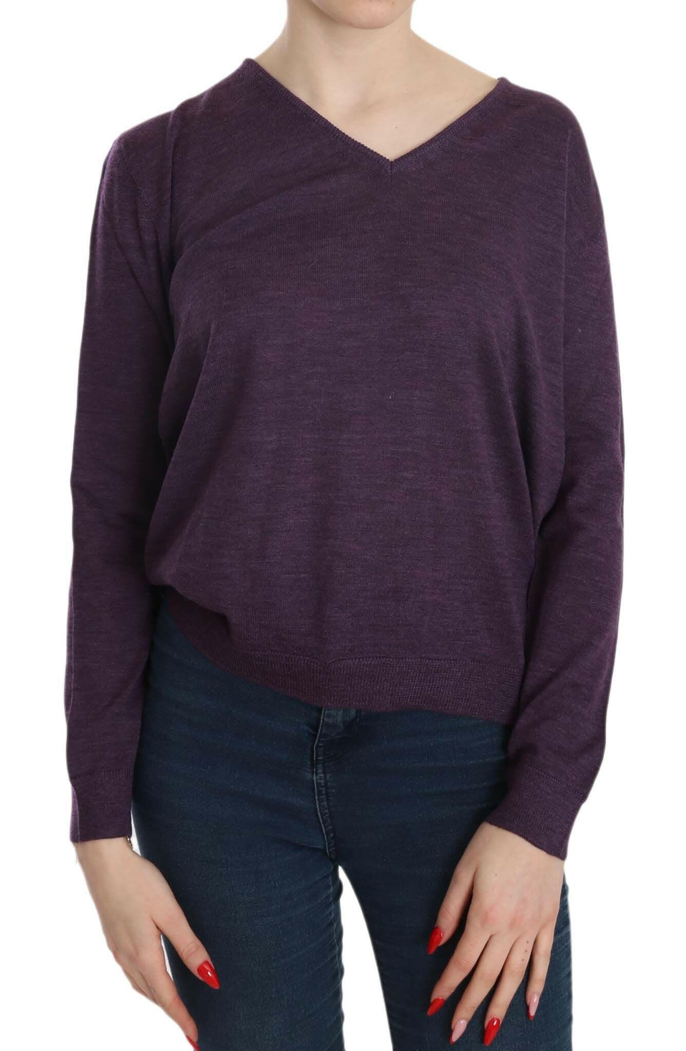 BYBLOS Purple V-neck Long Sleeve Pullover Top -   -  BYBLOS.