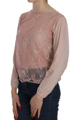 PINK MEMORIES Pink Lace See Through Long Sleeve Blouse -   -  PINK MEMORIES.