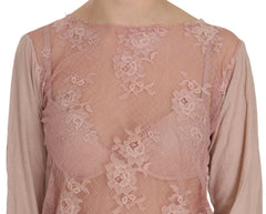 PINK MEMORIES Pink Lace See Through Long Sleeve Blouse -   -  PINK MEMORIES.