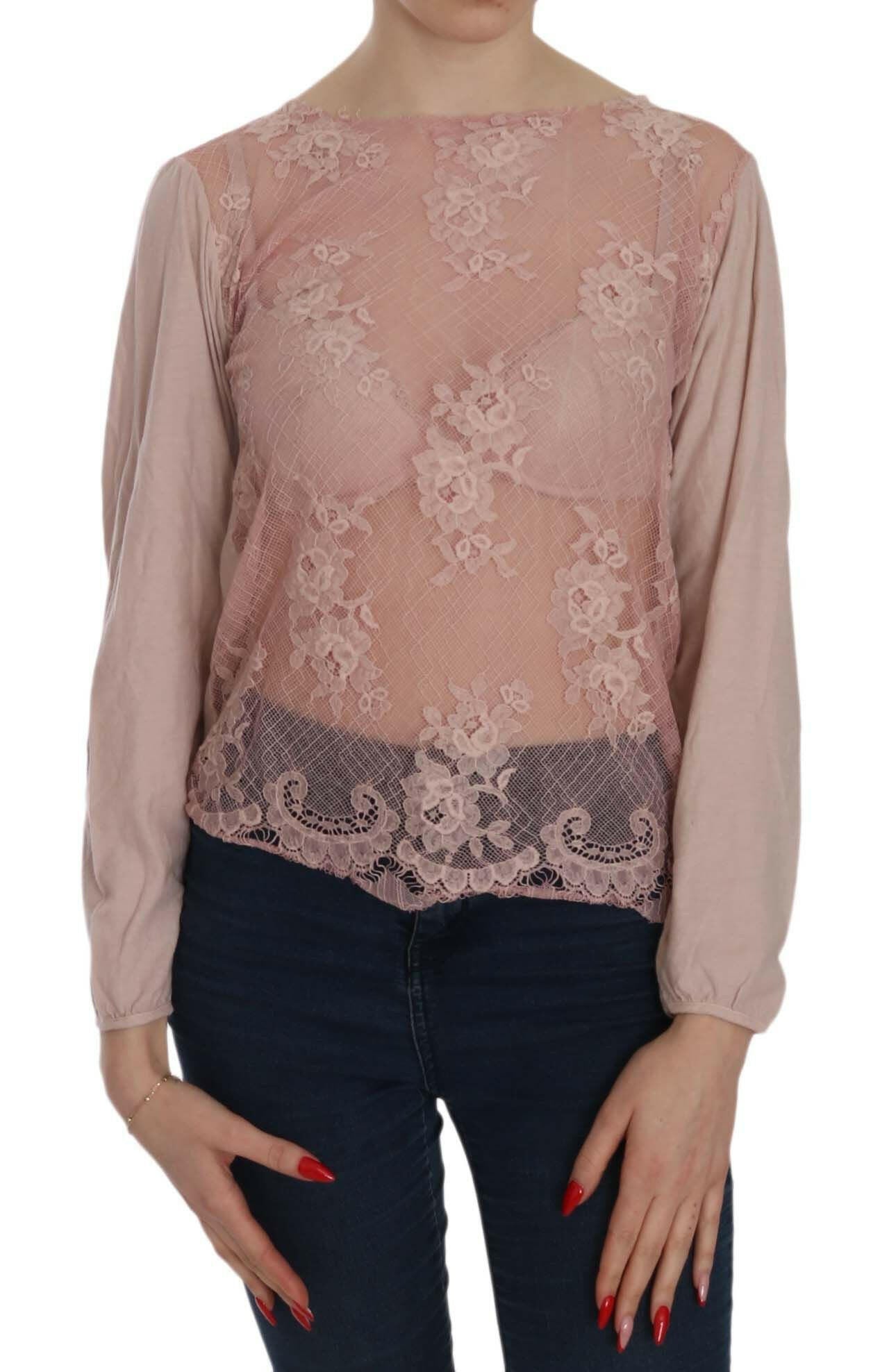 PINK MEMORIES Pink Lace See Through Long Sleeve Blouse -   -  PINK MEMORIES.