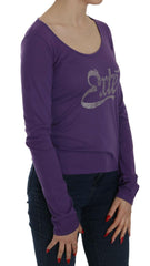 Exte Purple Crystal Embellished Long Sleeve Casual Top -   -  Exte.