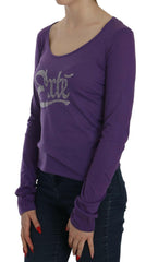 Exte Purple Crystal Embellished Long Sleeve Casual Top -   -  Exte.