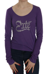 Exte Purple Crystal Embellished Long Sleeve Casual Top -   -  Exte.