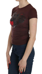 Exte Brown Hearts Short Sleeve Casual T-shirt Top -   -  Exte.