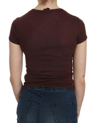 Exte Brown Hearts Short Sleeve Casual T-shirt Top -   -  Exte.