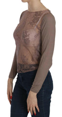 PINK MEMORIES Brown Lace See Through Long Sleeve Top -   -  PINK MEMORIES.