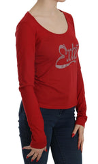 Exte Red Crystal Embellished Long Sleeve Blouse -   -  Exte.