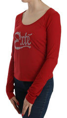 Exte Red Crystal Embellished Long Sleeve Blouse -   -  Exte.