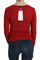 Exte Red Crystal Embellished Long Sleeve Blouse -   -  Exte.