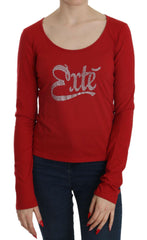 Exte Red Crystal Embellished Long Sleeve Blouse -   -  Exte.