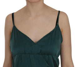 PINK MEMORIES Silk Green Spaghetti Strap Shift Mini Dress -   -  PINK MEMORIES.