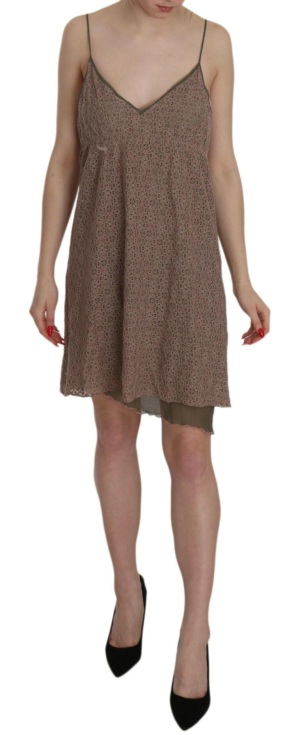 PINK MEMORIES Cotton Green Spaghetti Strap A-line Mini Dress -   -  PINK MEMORIES.