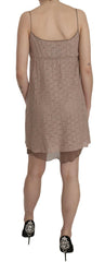 PINK MEMORIES Beige Spaghetti Strap A-line Mini Cotton Dress -   -  PINK MEMORIES.