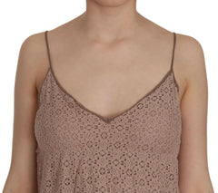 PINK MEMORIES Beige Spaghetti Strap A-line Mini Cotton Dress -   -  PINK MEMORIES.