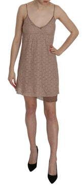PINK MEMORIES Beige Spaghetti Strap A-line Mini Cotton Dress -   -  PINK MEMORIES.
