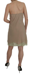PINK MEMORIES Beige Lace Spaghetti Strap Mini Cotton Dress -   -  PINK MEMORIES.
