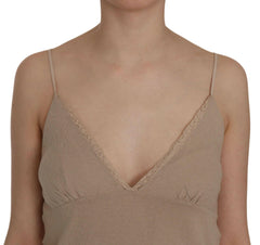 PINK MEMORIES Beige Lace Spaghetti Strap Mini Cotton Dress -   -  PINK MEMORIES.