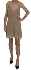 PINK MEMORIES Beige Lace Spaghetti Strap Mini Cotton Dress -   -  PINK MEMORIES.