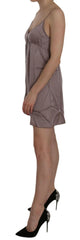PINK MEMORIES Purple Spaghetti A-line Mini Silk Dress -   -  PINK MEMORIES.