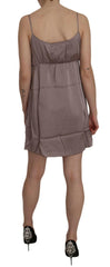 PINK MEMORIES Purple Spaghetti A-line Mini Silk Dress -   -  PINK MEMORIES.