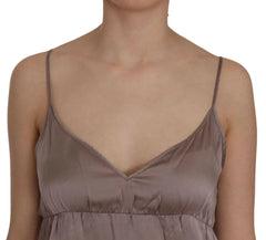 PINK MEMORIES Purple Spaghetti A-line Mini Silk Dress -   -  PINK MEMORIES.