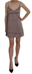 PINK MEMORIES Purple Spaghetti A-line Mini Silk Dress -   -  PINK MEMORIES.