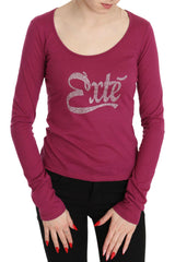 Pink Exte Crystal Embellished Long Sleeve Top -   -  Exte.