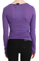 Purple Exte Crystal Embellished Long Sleeve Top Blouse - - Exte.