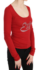 Red Exte Crystal Embellished Long Sleeve Top Blouse -   -  Exte.