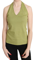 GF Ferre Green Halter Cotton Sleeveless Casual Tank Top Blouse -   -  GF Ferre.