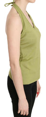 GF Ferre Green Halter Cotton Sleeveless Casual Tank Top Blouse -   -  GF Ferre.