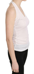 GF Ferre White Halter Cotton Sleeveless Casual Tank Top Blouse - - GF Ferre.