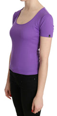GF Ferre Purple 100% Polyester Short Sleeve Top Blouse - - GF Ferre.