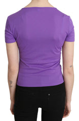 GF Ferre Purple 100% Polyester Short Sleeve Top Blouse - - GF Ferre.