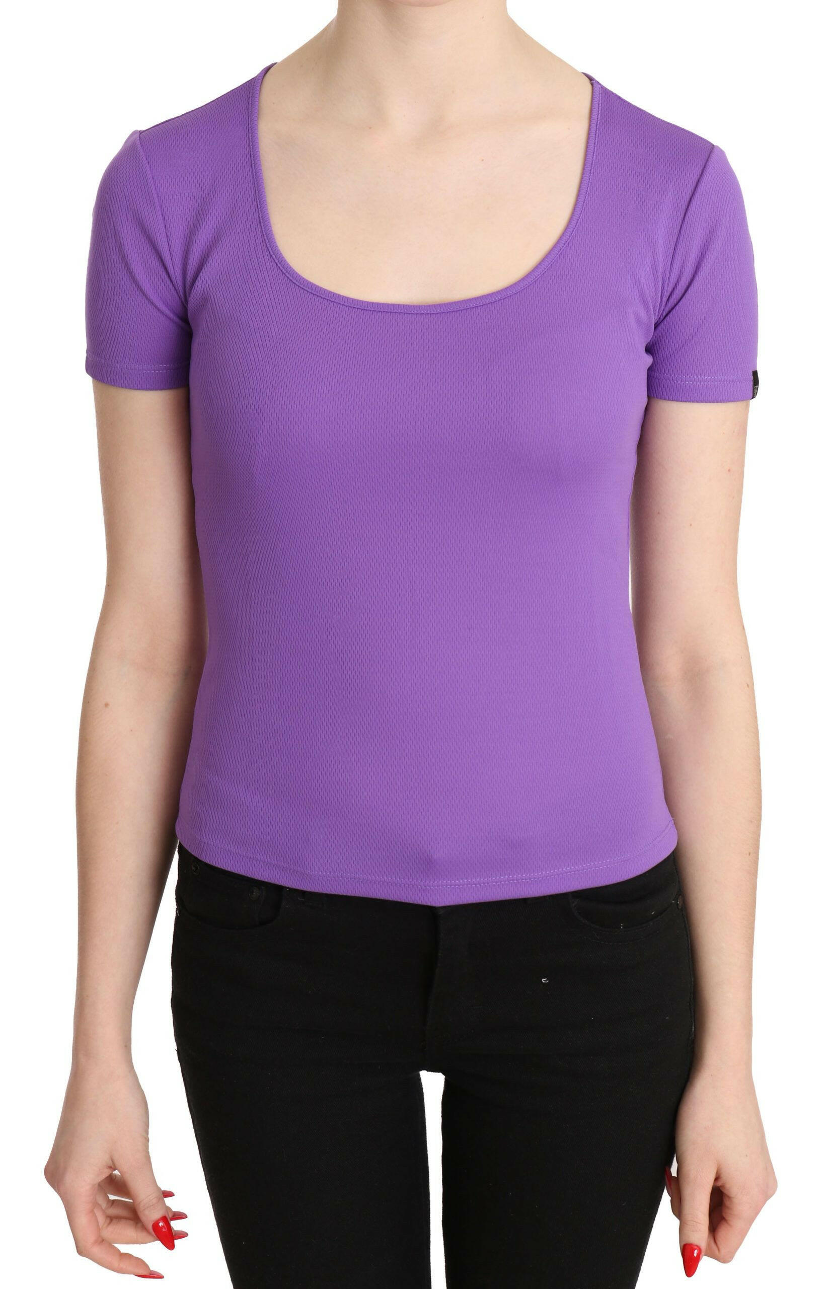 GF Ferre Purple 100% Polyester Short Sleeve Top Blouse - - GF Ferre.
